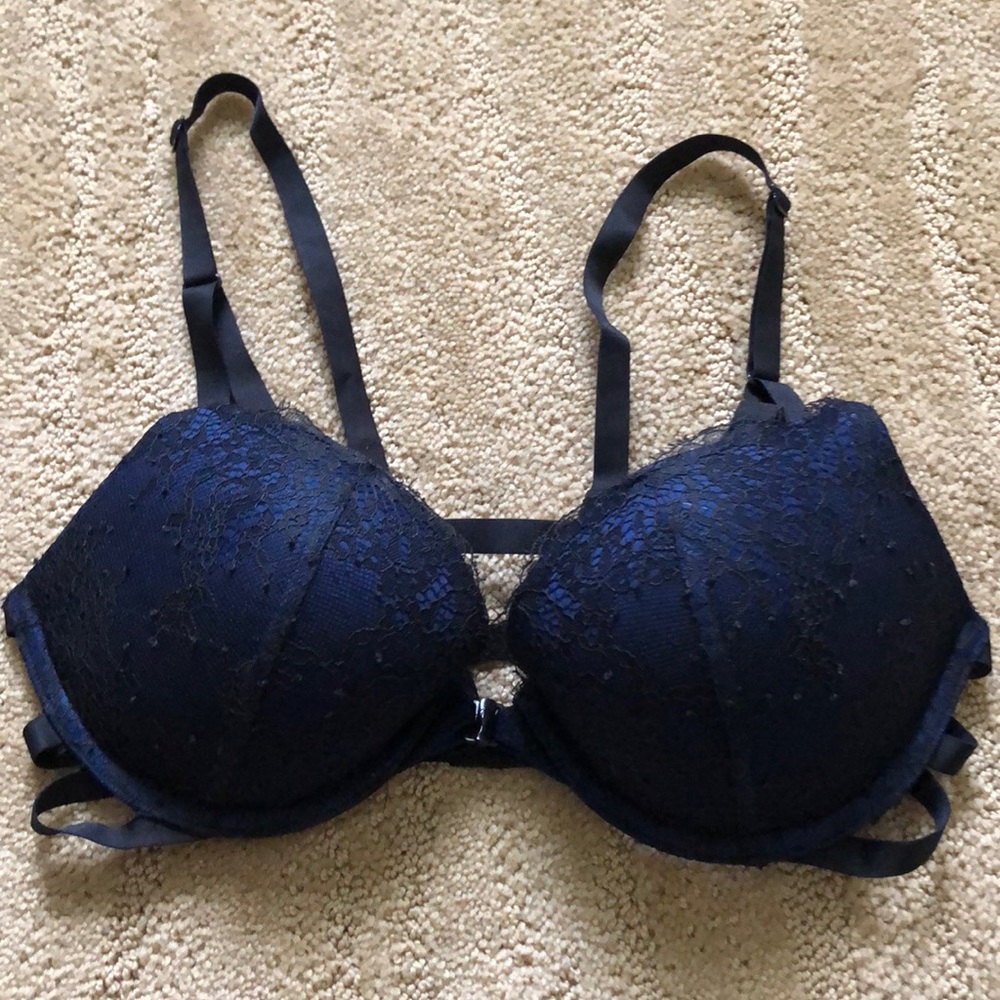 NWOT: Victoria Secret Navy Blue with Black Lace
